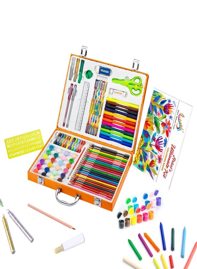 Artiggle 90 Piece Ultimate Art Kit | Colour Set Kit | Art & Craft Set with Coloring Book, Paints, Crayons, Sketch Pens, Color Pencils, Scissors, Glitter Glue, etc. | Suitable for Kids Above 3+ Years - Image 1